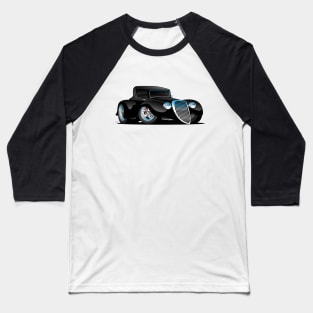 Black Hot Rod Classic Coupe Custom Car Cartoon Baseball T-Shirt